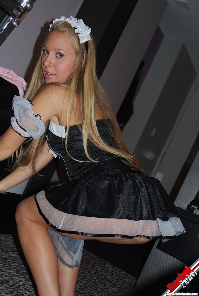Rachel Sexton in a french maid uniform