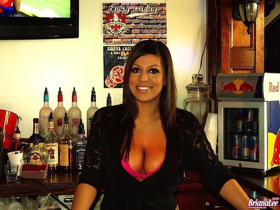 Briana Lee Online Working The Bar In A Thong