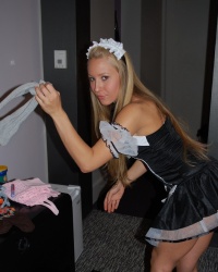 Rachel Sexton in a french maid uniform