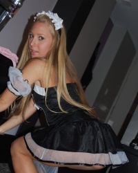 Rachel Sexton in a french maid uniform