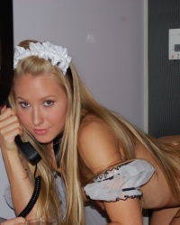 Rachel Sexton in a french maid uniform